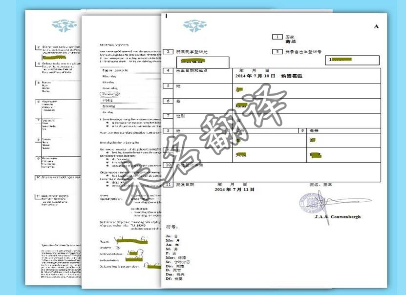 未名翻译出生证明翻译