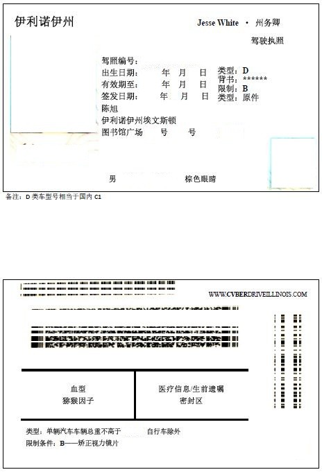 美国伊利诺伊州芝加哥驾照翻译公证