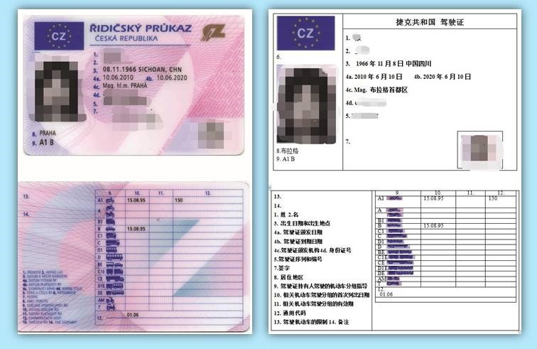 捷克驾照翻译模板