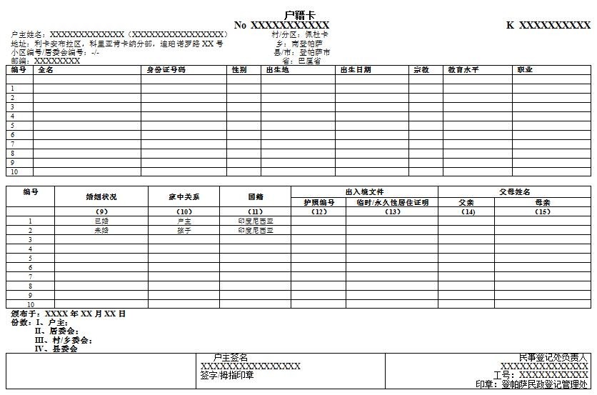 印度尼西亚户口本翻译