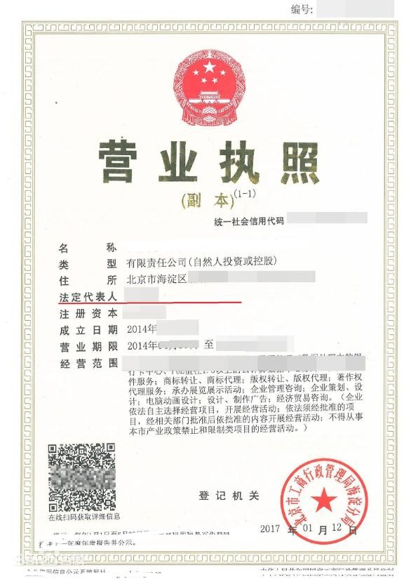 企业营业执照翻译