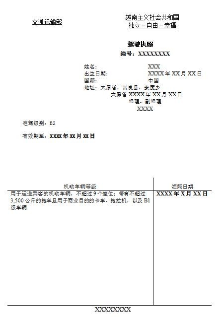 国内车管所承认的越南驾照翻译公司