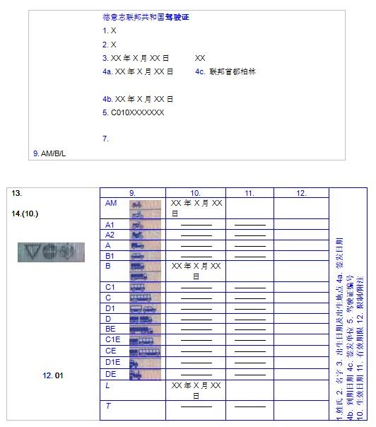 德国柏林驾照驾驶证翻译模板